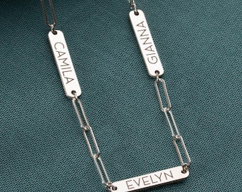 Personalized Name Necklace Paperclip Chain Name Necklace Custom Multiple Bar Necklace Name Plate Necklace Engraved Name Necklace