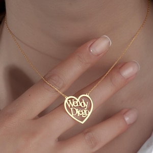 Collar con nombre y corazón delicado, joyería personalizada, regalo para ella, joyería para parejas, joyería con nombre en plata 925, dije de amor, regalos de Navidad