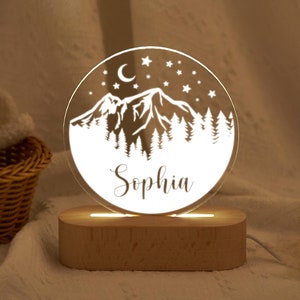 Custom Mountains Name Night Light,Personalized Bedroom LED Cloud Decor Sign,Boy Gift,Girl Gift,Christmas Gifts For Kids,Baby Shower Gift