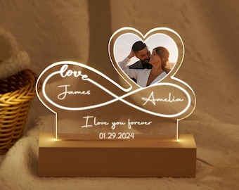 Custom Photo Night Light Plaque,Couple Night Light Custom Photo Frame Led Lights,Desk Lamp,Bedroom Decor,Gift for Her,Christmas Gifts