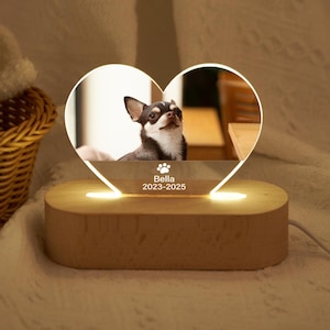 Pet Memorial Led Night Light,Custom Pet Plaque,Pet Night Light,Custom Pet Photo Gifts,Pet Memorial Frame,Gifts for Pets,Cat Dog Loss Gift