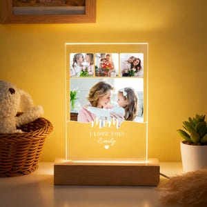 Personalized Mom Night Lamp with Photos, Custom Collage Night Light, Best Mom Ever Gift, Unique Mom Gift, Gift From Daughter, Christmas Gift