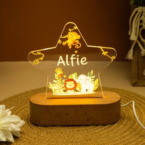 Personalised Jungle Animal Lamp,Kids Star Night Light Gift,Easter Gift,Safari Jungle Animal Light,Birthday Gifts,Kids Bedroom Nursery Light