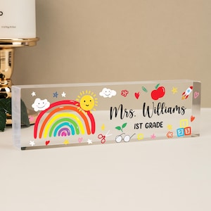 Custom Teacher Name Sign,Acrylic Desk Name Plate,Teacher Name Plate,Name Sign Acrylic Plaque,Office Name Plate,Teacher Appreciation Gift