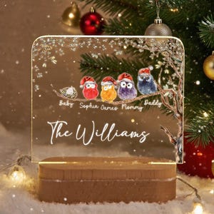 Personalized Owl Family LED Night Light, Custom Family Gift Light, Owl Gifts, Night Light Gift for Mom From Daughter, Family Christmas Gift