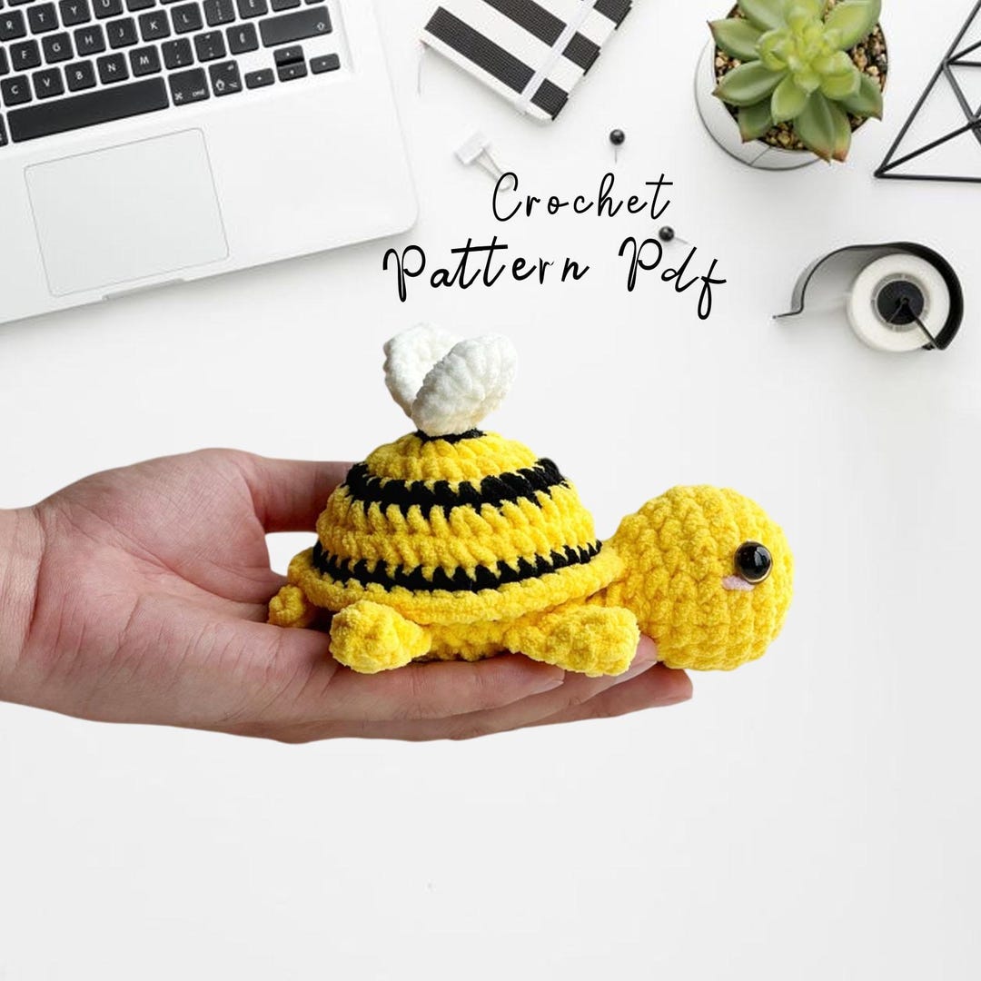Turtle No Sew Crochet Pattern, Bumble Bee Turtle Pattern, Daisy Turtle ...