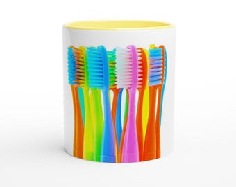 Whimsical Toothbrush Holder Mug - Fun Toothbrush Organizer - Cute Ceramic Toothbrush Mug
