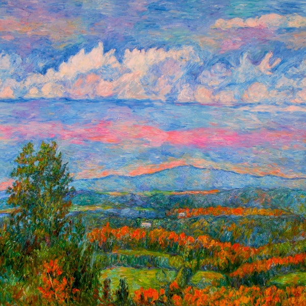 Blue Ridge Cloud Burst Art 40x30 Original Impressionist Blue Ridge Landscape Painting by Award Winning Artist Kendall F. Kessler