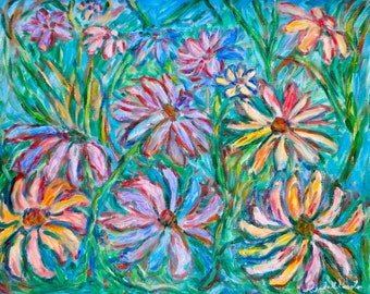 Swirling Color Art 16x20 Impressionist floral Dream Oil Painting by Award Winner Kendall Kessler