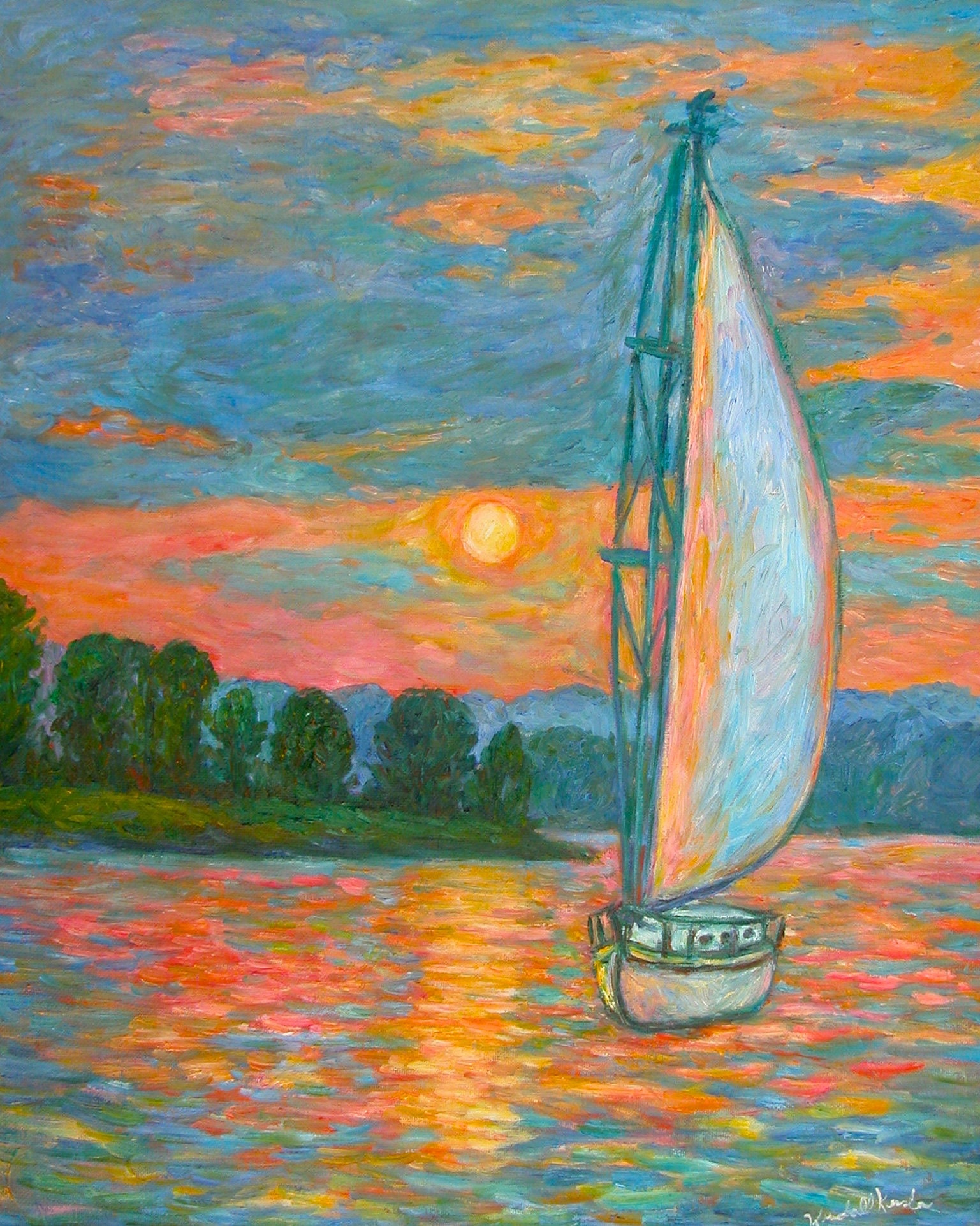 Smith Mountain Lake Art 16x20 Impressionist Lake Oil Painting Etsy