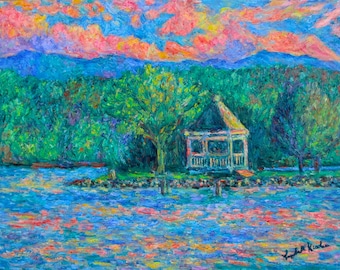 Claytor Lake Memory Original 14" x 11" Impressionist Oil Painting by Award Winning Artist Kendall F. Kessler