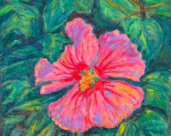 Hidden Beauty  Original 9" x 12" Impressionist Hibiscus painting by Award Winning Artist Kendall F. Kessler