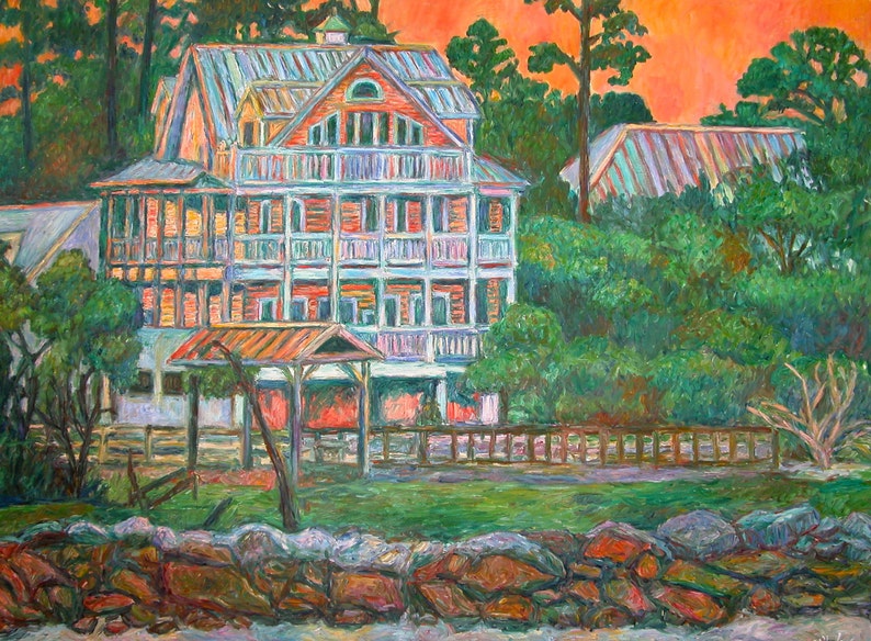 Pawleys Island Evening Art 40x30 Impressionist Landscape Oil Painting by KENDALL KESSLER image 1