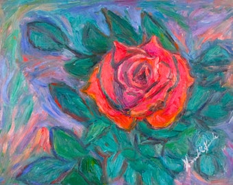 Rose Hope   Original 12" x 9" Impressionist oil painting by Award Winning Artist Kendall F. Kessler