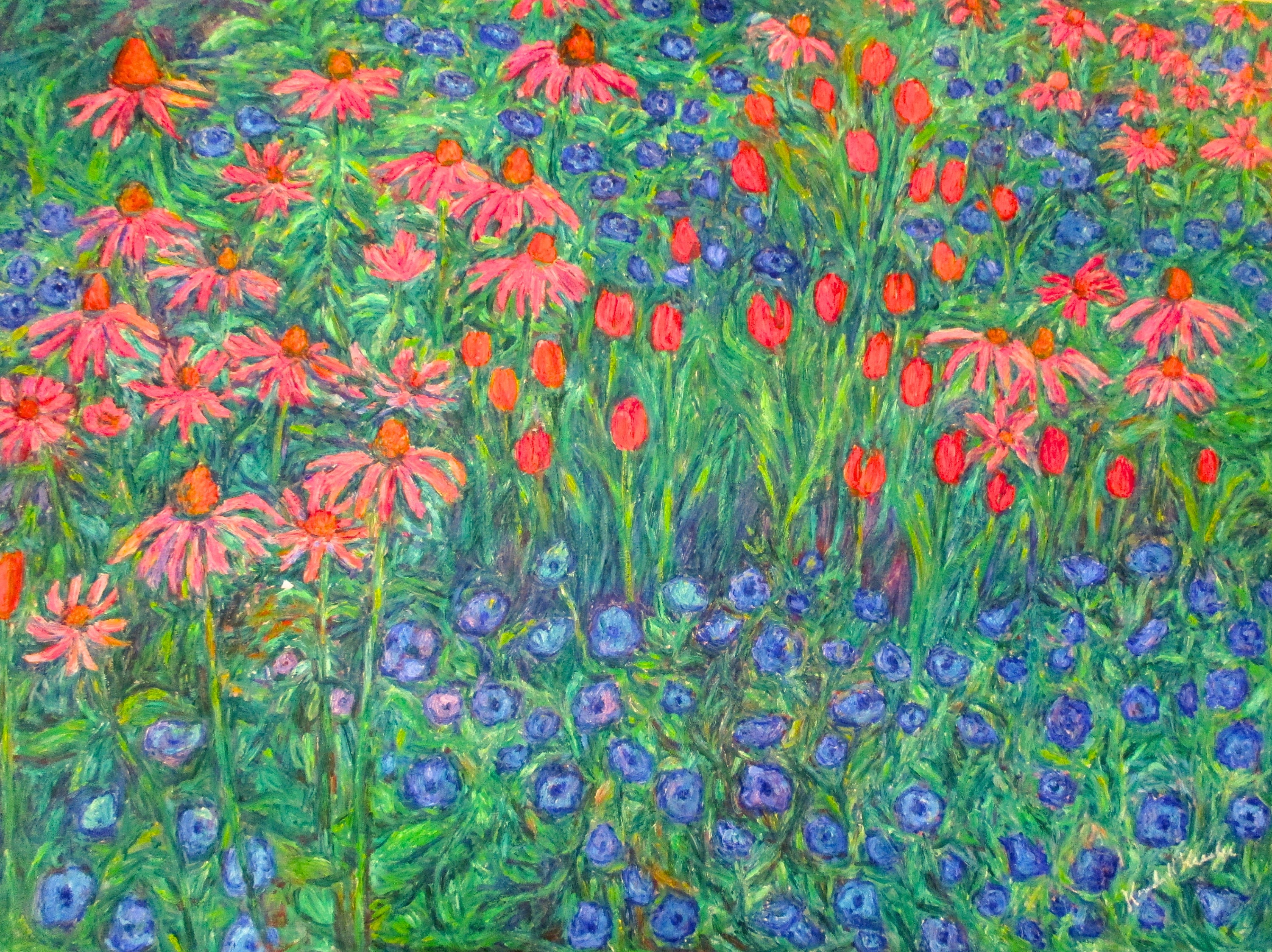 Garden Swirl Impressionist Floral Oil Painting by Award