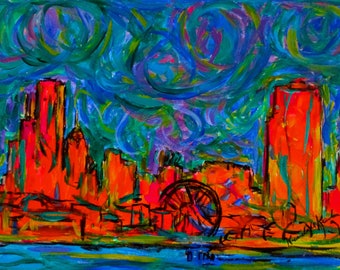 Chicago Skyline Beauty 12" x 9" Paintings by Award Winning Artist Kendall F. Kessler