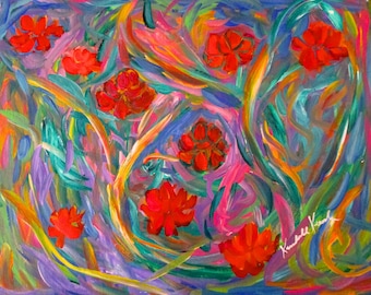 Flower Fancy   Original 10" x 8" acrylic painting by Award Winning Artist Kendall F. Kessler