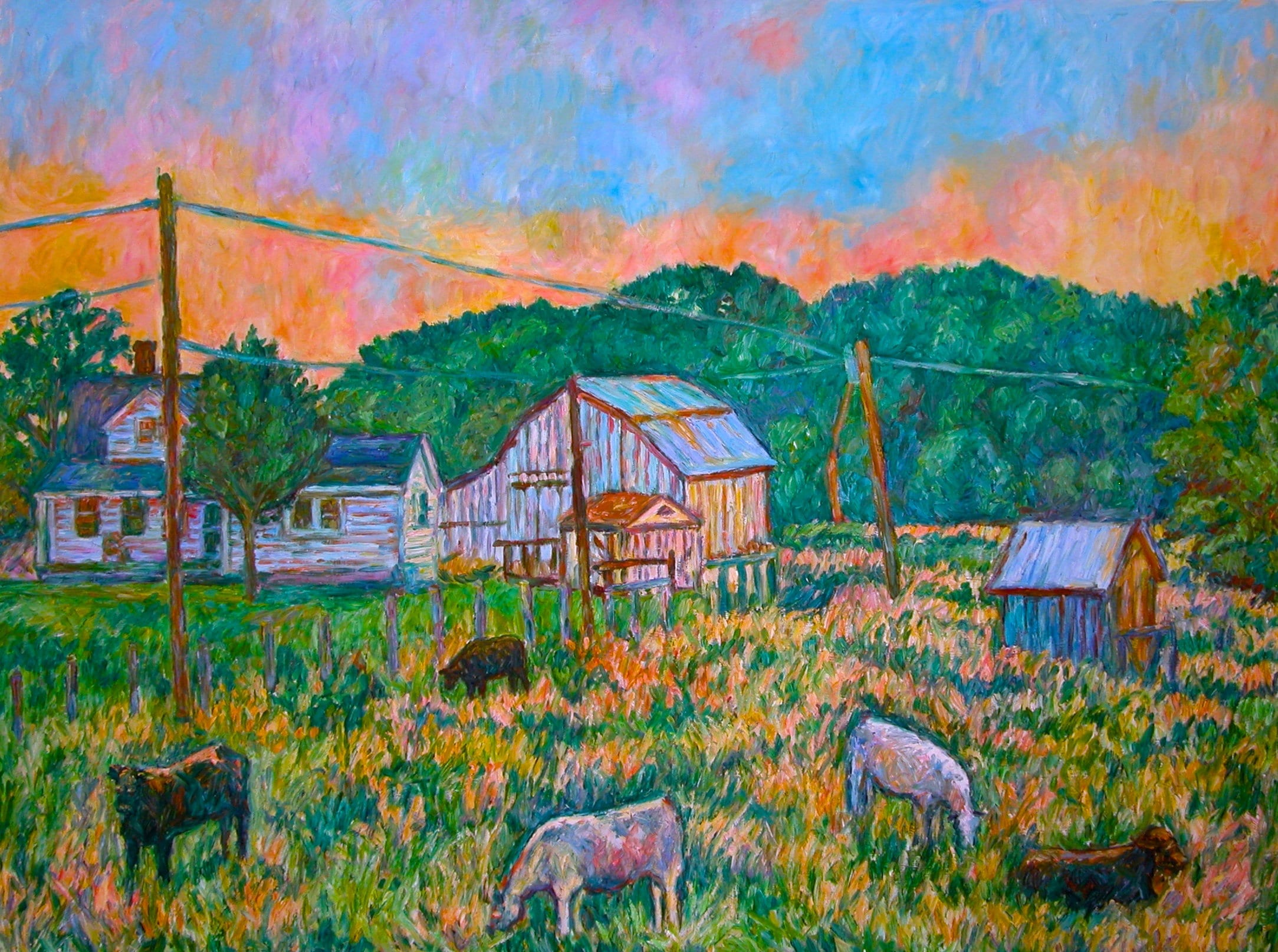 Farm Near Fancy Gap Art 40x30 Impressionist Landscape Painting by
