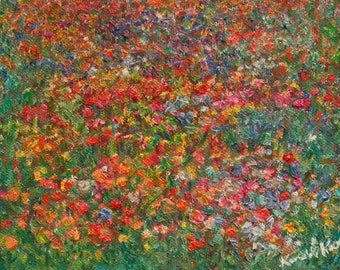 Wildflower Field  Original Impressionist floral oil painting by Award Winning Artist Kendall F. Kessler