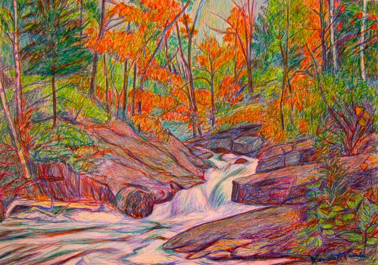 Осенняя графика. Пейзаж цветными карандашами. Осенний пейзаж цветными карандашами. Рисование цветными карандашами пейзаж. Лес цветными карандашами.