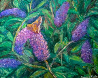 Butterfly View  Art 11x14 Impressionist Butterfly Oil Ptg. by Award Winner Kendall F. Kessler