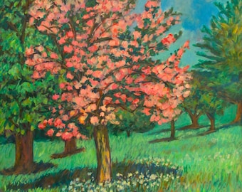 Radford Library Grounds Original 24" x 18" Acrylic painting by Award Winning Artist Kendall F. Kessler