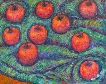 Apple Circles  Original 14" x 11"  oil painting by Award Winning Artist Kendall F. Kessler