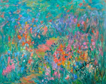 Wildflower Mist Art Original 10 x 8 wildflower Impressionist oil painting by Award Winning Artist Kendall F. Kessler