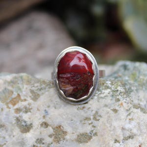 Sterling Silver Red Jasper Gemstone Ring | Size 7
