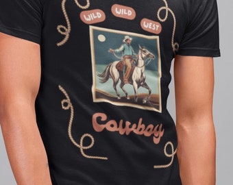 Cowboy Riding Horse Unisex Tee, Wild West Rodeo T-Shirt