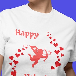 Valentine&#39;s Day Cupid Unisex T-Shirt, Heart Arrow Love Tee, February Holiday Apparel, Romantic Graphic Top, Couples Gift Shirt