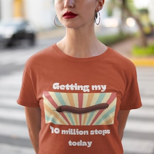 Funny Insect T-Shirt, Cute Bug Top, Ten Thousand Steps Retro Exercise Tee, Millipede Lover Gift, Nature Graphic Shirt, Unisex Tee Shirt.