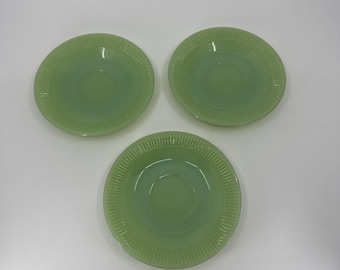 Vtg MCM Set of 3 Jadeite Jan Ray Fire King Glass Saucer Plate 30s 40s