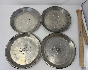 Lot of 4 Vtg K.C.C.O. Aluminum Pie Plates 9" Perforated Metal Baking Tins