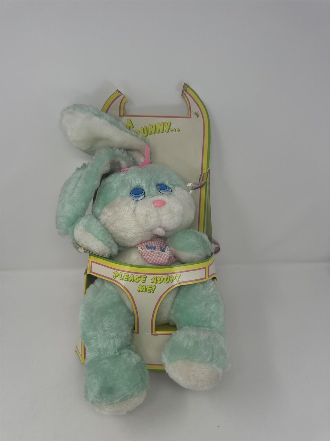 Vtg 1980s Amscan Adopt Me Baby Bunny Plush Mint Green White Easter ...