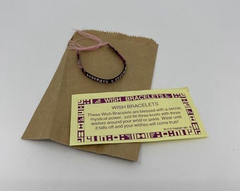 Vintage W.I.C.S. 1987 Wish Bracelet Pink Hang Loose Blessed Mystic Novelty Gift