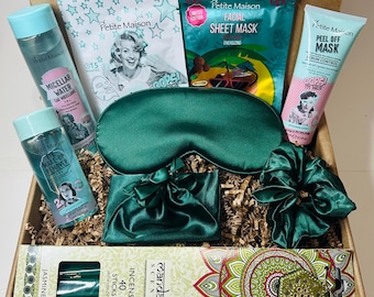 Mom Self Care Spa Night Gift Box, Satin Eye Mask, Sheet Mask, Incense