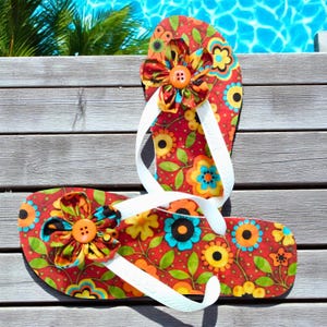 Floral Original Havaianas Flip Flops - Flowers Handmade Decorated Summer Sandals, Custom Beach Shoes, Vacation Sandals, Gift for Her
