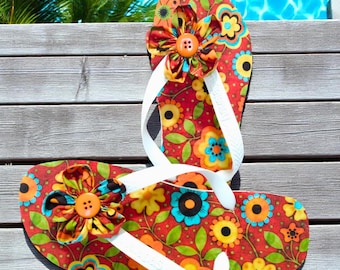 Tongs florales Havaianas : sandales à fleurs en tissu faites main