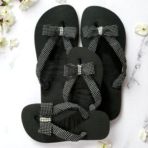 Mother and Daughter Original Havaianas Black Flip Flops – Rhinestone Embellished, Luxury Matching Gift Set, Summer Decorated Elegant Sandals