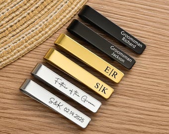 Custom Engraved Best Man Tie Clip，Personalized Groomsman Gift，Monogram Men Tie Clip,Gift For Groomsman，Custom Tie Bar Wedding Tie Clip