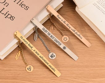 Personalized Metal Bookmark, Engraved Name, Reader Gift