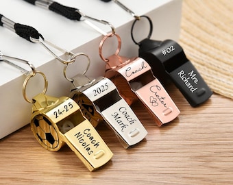 Personalized Whistle Necklace - Engraved Sports Coach Gift