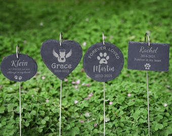 Personalized Pet Memorial Stone, Garden Marker with Iron Rod