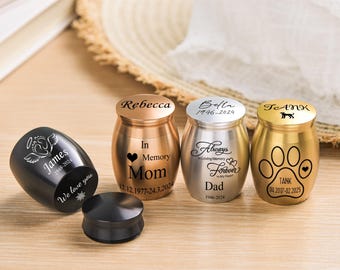 Personalized Mini Cremation Urn, Engraved Pet Memorial Keepsake