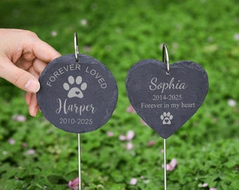 Custom Pet Memorial Garden Stone, Personalized Pet Memorial Gift, Engraved Garden Slate with Pet Name, pet grave marker, dog memorial