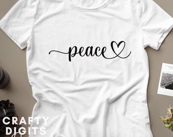 Diseño de corazón con la palabra "Paz": SVG PNG con letras a mano (descarga digital)