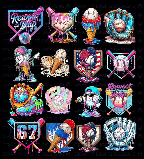 Baseball Drip PNG Bundle, Baseball Player, Baseball Life, Baseball Ice Cream Drip Png, Baseball Mom, Baseball 4th of July, Baseball game day