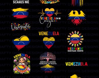 Venezuela PNG Bundle, Venezuelan Pride PNG, Venezuelan Flag, Venezuela Roots, Hispanic Heritage Month, 16 Png Digital Download