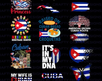 Cuban PNG Bundle, Cuban Heritage Png, Cuba Pride Designs, Cuban Flag PNG, Cuban Roots, Hispanic Heritage Month Cuba, 16 PNG Digital Download